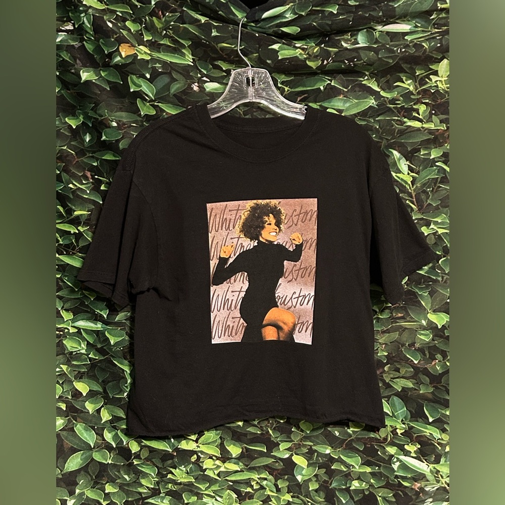 Whitney Houston Crop Top T-Shirt Black Junior Women Medium